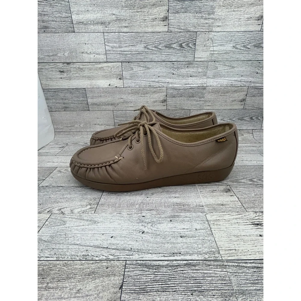 SAS Free Time Taupe Leather Lace Up Walking Shoes‎ Women Sz 10.5 WW Handsewn USA